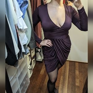 Purple stretchy tulip long sleeve dress